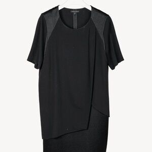 Strenesse Black Crepe and Satin Layered Shift Dress
